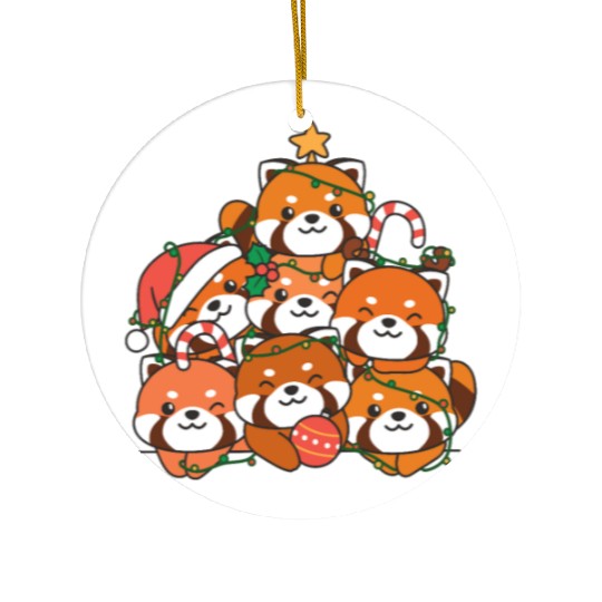 Red Panda Christmas Tree Funny Animal Ceramic Ornaments