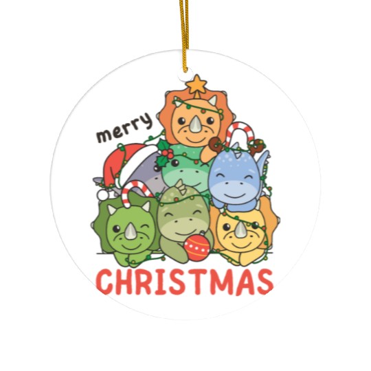 Dinosaur Christmas Tree Merry Christmas Ceramic Ornaments