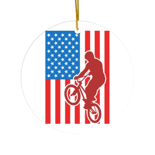 Patriotic BMX Cyclist Ceramic Ornaments