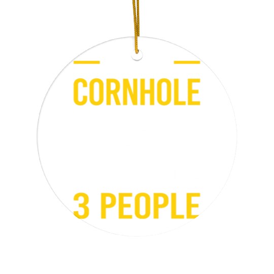3 People Cornhole Ceramic Ornaments