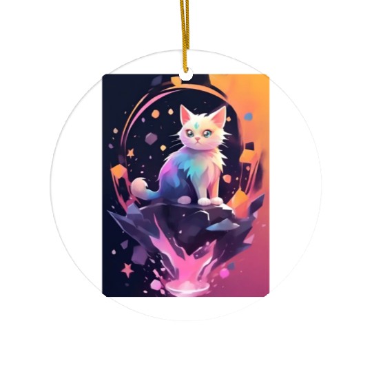 Cute Crystal Fantasy Cat Design Ceramic Ornaments