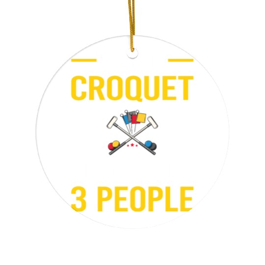 3 People Croquet Ceramic Ornaments