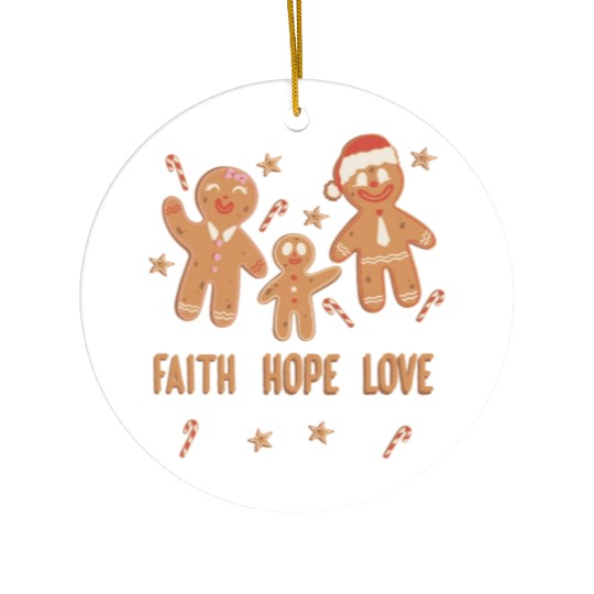 Gingerbread Man Faith Hope Love Religious Ceramic Ornaments