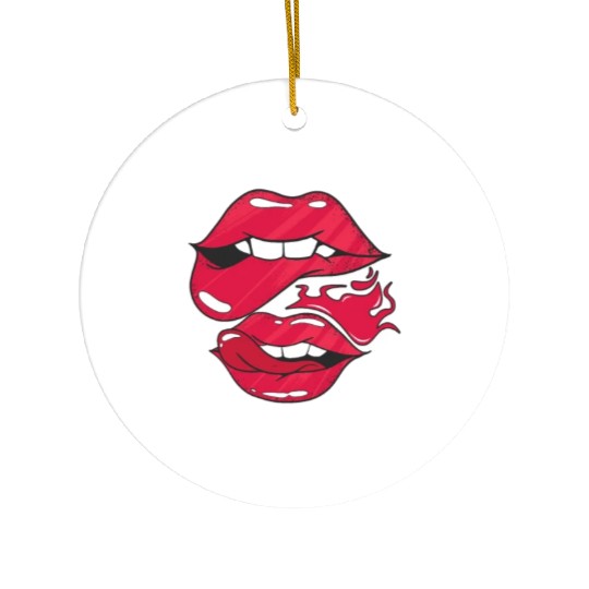 Funny Baseball Player Saying Sexy Lips Lip Bite Ceramic Ornaments