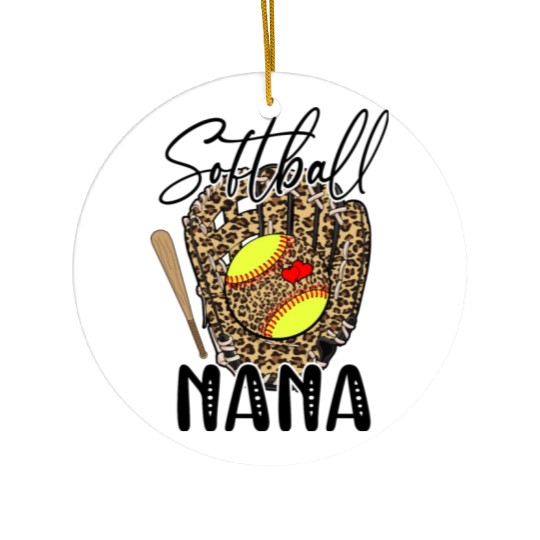 Softball Nana Leopard Game Day Softball Lover Ceramic Ornaments