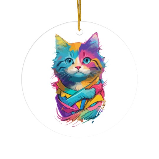 Colorful Cute cat for cat Lovers Ceramic Ornaments