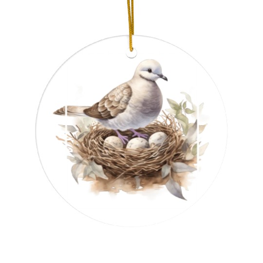 Quail Bird With Eggs Ceramic Ornaments