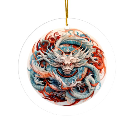Chinese Dragon Mandala Art Ceramic Ornaments