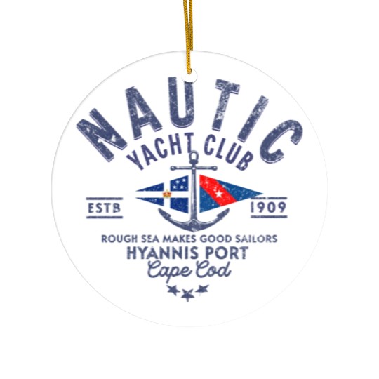Nautic Yacht Club Emblem Design Ceramic Ornaments