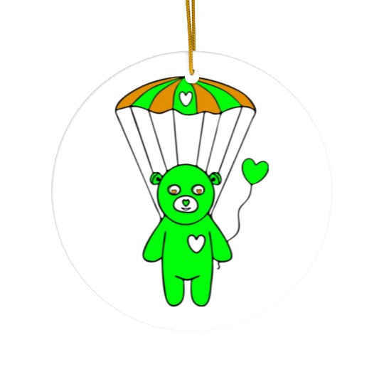 Teddy Bear - The Green Skydiver Ceramic Ornaments