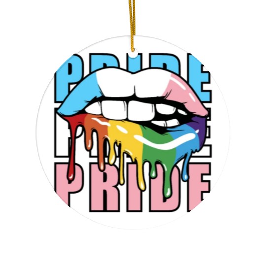 Transgender LGBTQ Flag Dripping Lips Rainbow Pride Ceramic Ornaments