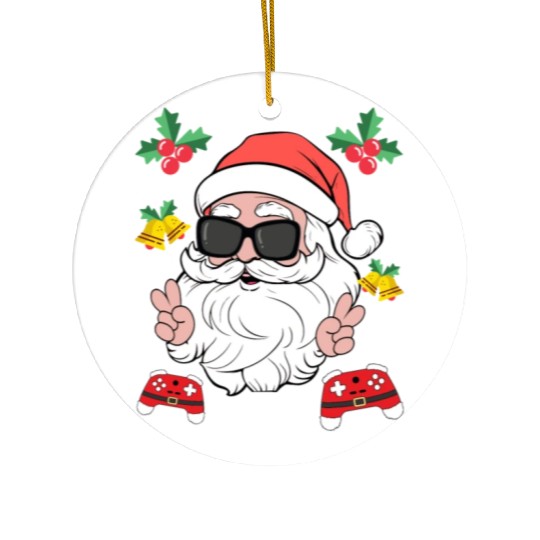 Santa Cool Gamer Video Game X-Mas Gaming Ceramic Ornaments