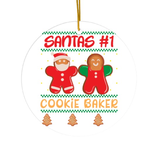 Santa's Number 1 Cookie Baker Christmas Baking Ceramic Ornaments