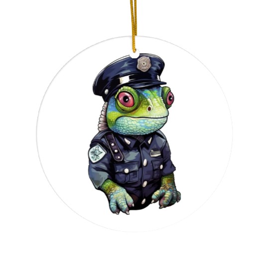 Chameleon policewoman Ceramic Ornaments