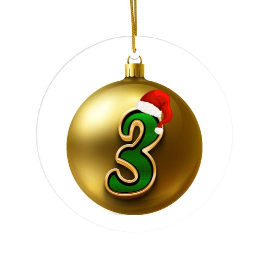 3rd Xmas Party - Age Number Three Years Ceramic Ornaments
