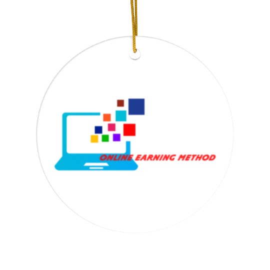 online computer earning logo Ceramic Ornaments