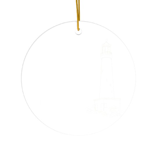 sea waves seagulls gift full moon lighthouse Ceramic Ornaments