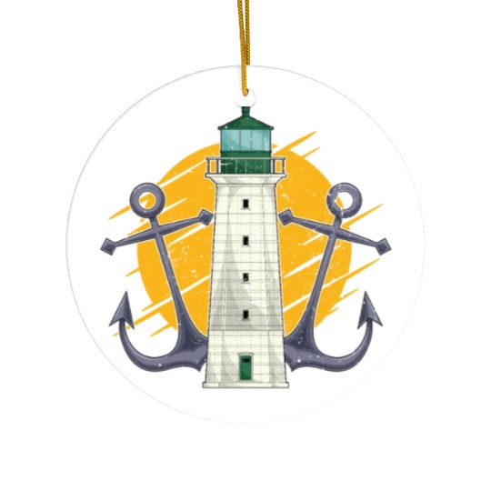 Full moon ship anchor gift lighthouse Ceramic Ornaments