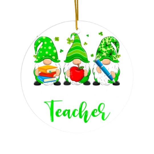 Cute Gnomes 2Nd Grade Teacher Squad St Patrick Ceramic Ornaments