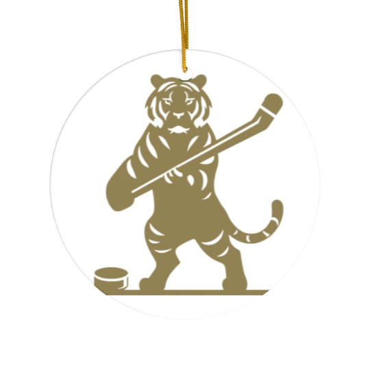 Tiger Hockey Player Silhouette Ceramic Ornaments