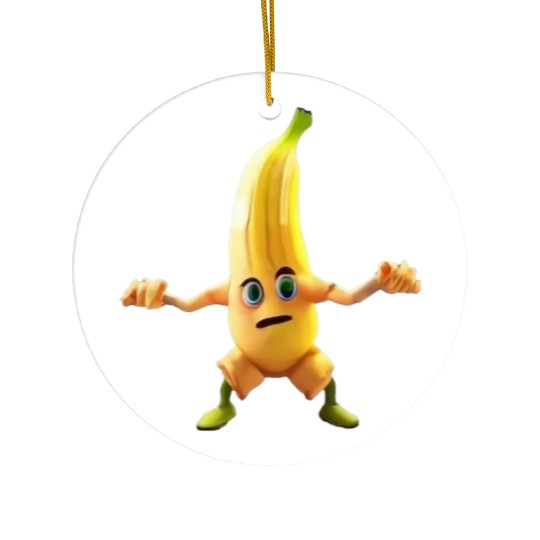Video game character with a banana Ceramic Ornaments