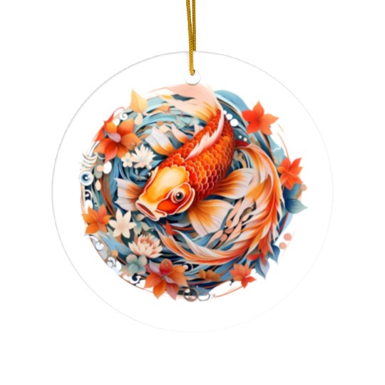 Koi Fish Mandala Art Ceramic Ornaments