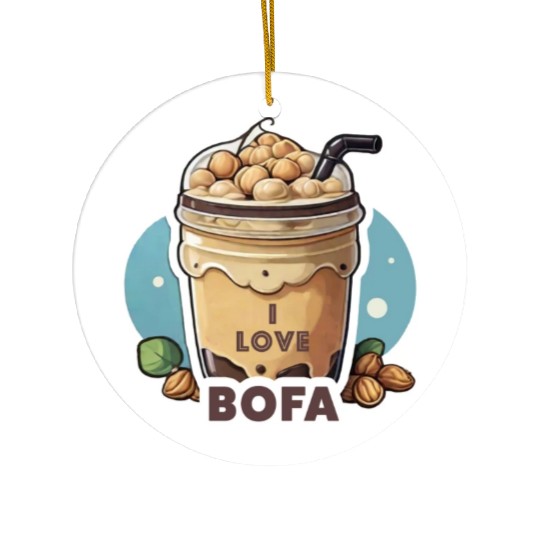 Hazelnut Boba Bubble Tea - I love Bofa Deez Nuts Ceramic Ornaments