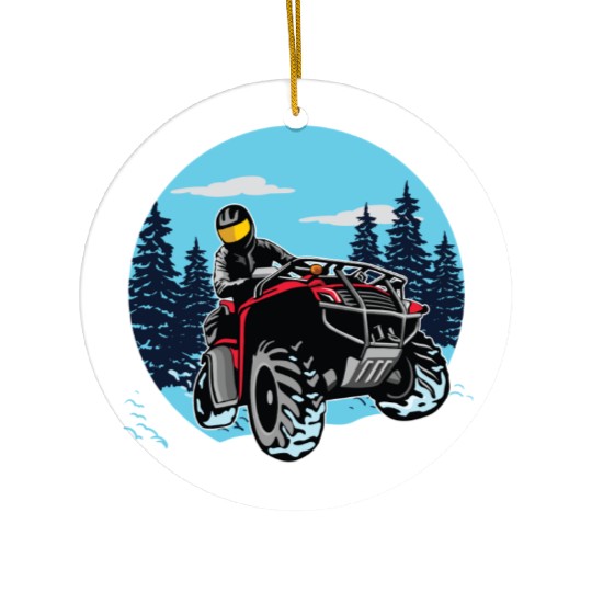 ATV/Quad "Winter Riding" style logo. By "Hey Day" Ceramic Ornaments