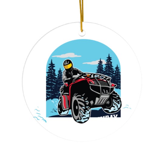 ATV/Quad "Winter Riding" style logo. By "Hey Day" Ceramic Ornaments