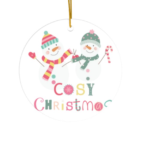Fun Winter Snowman Colorful Cozy Christmas Ceramic Ornaments