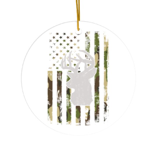 Buck Deer Hunting Camouflage Flag Hunter Ceramic Ornaments