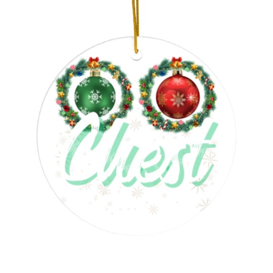 Chest Nuts Christmas Couple Funny Matching Ceramic Ornaments