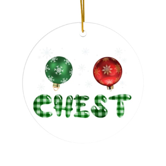 Chest Nuts Christmas Couple Funny Matching Ceramic Ornaments