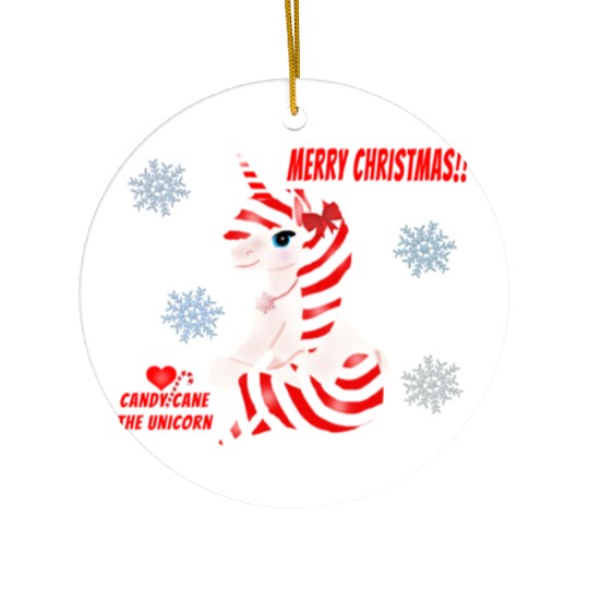 "Candy Cane the Unicorn" (Snowflake Snuggliezz) Ceramic Ornaments