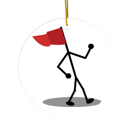 Walking Red Flag Ceramic Ornaments