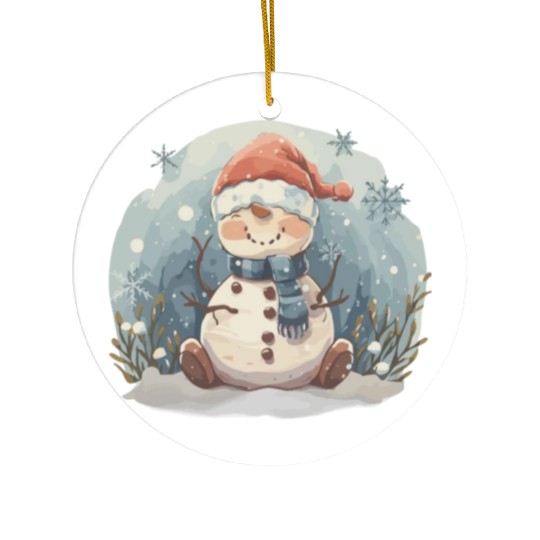 Christmas Golf Snowman Santa Hat Gift design Ceramic Ornaments