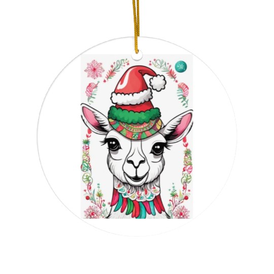 Funny cute llama Christmas lama Ceramic Ornaments