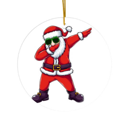 Fueled by Hot Cocoa, dabbing Santa Ceramic Ornaments