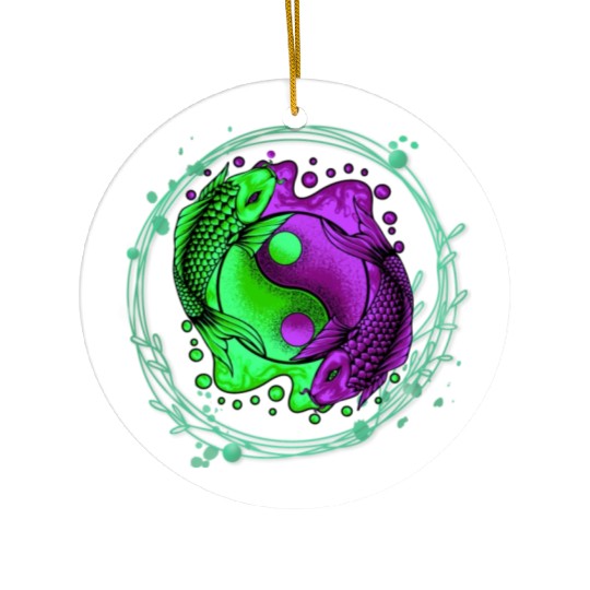 Yin Yang Yoga Japanese Koi Fish Ceramic Ornaments