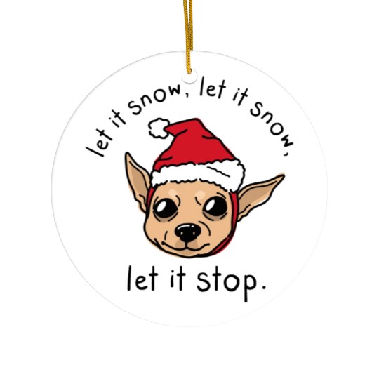 Festive Chihuahua with Santa Hat Ceramic Ornaments