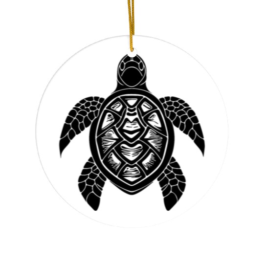 Turtle Tattoo Underwater Design For Divers Ceramic Ornaments