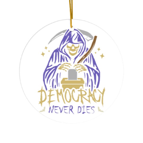 Democracy Never Dies Spooky Halloween Voting Meme Ceramic Ornaments