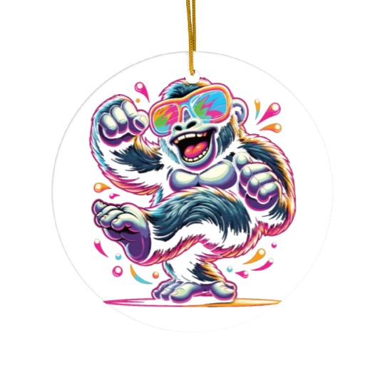 Gorilla With Sunglasses Ceramic Ornaments