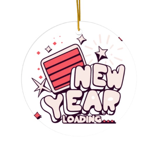 NYE New Year Loading Cheers To Festive New Year's Ceramic Ornaments