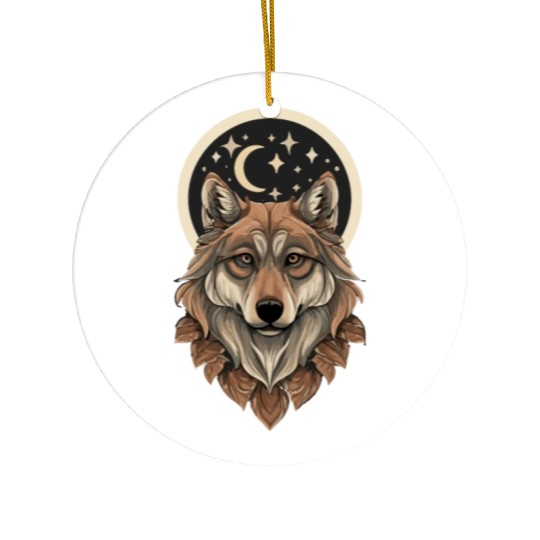 Wolf Moon Stars Design Ceramic Ornaments