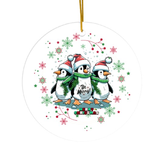 Christmas penguins Ceramic Ornaments