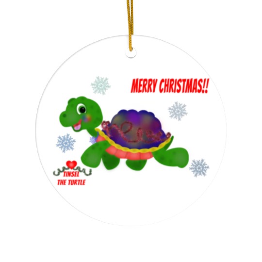 "Tinsel the Turtle" (Snowflake Snuggliezz) Ceramic Ornaments