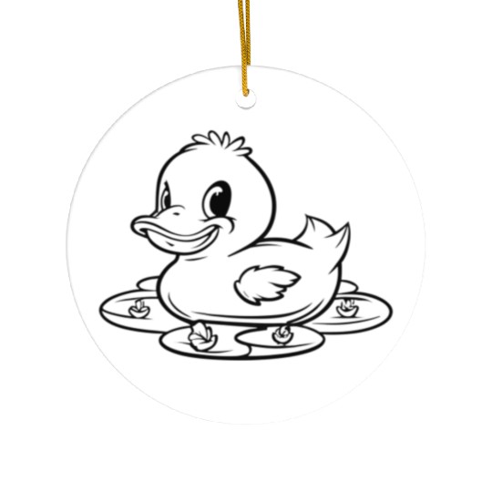 cute duck swimming in a swamp Ceramic Ornaments