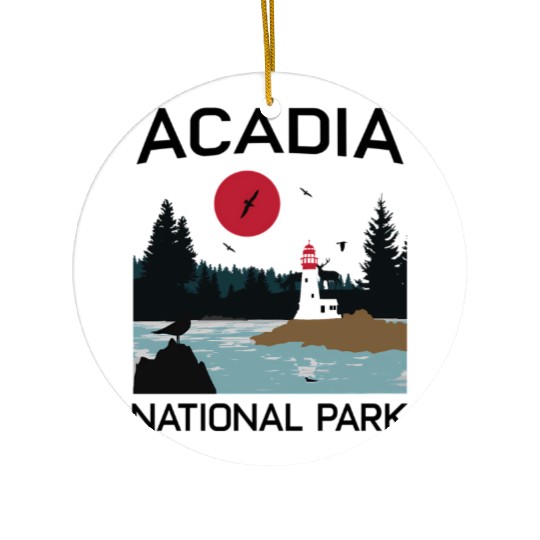Acadia National Park 80s Maine Mount Island Ceramic Ornaments