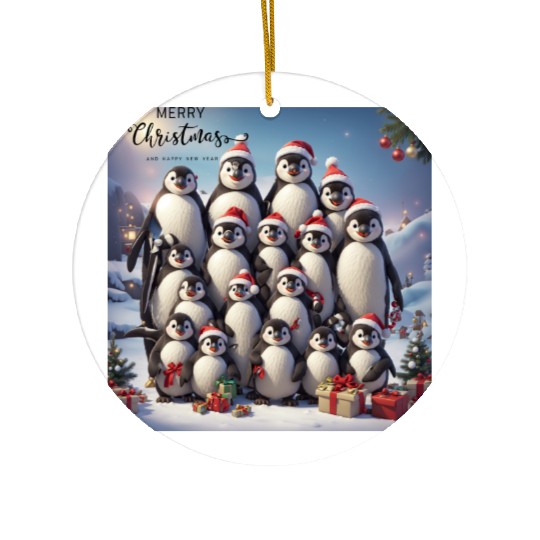 Christmas penguins Ceramic Ornaments